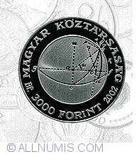 3000 Forint 2002 - Aniversarea de 200 ani de la nasterea lui Janos Bolyai, autorul lucrarii Appendix