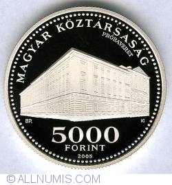 Image #1 of 5000 Forint 2005  - Aniversarea de 150 ani de la infiintarea Universitatii Karoli Gaspar a Bisericii Reformate