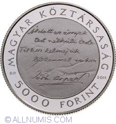 Image #1 of 5000 Forint 2011 - Aniversarea de 125 ani de la nasterea scriitorului Arpad Toth