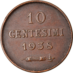 Image #1 of 10 Centesimi 1938 R