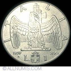 Image #1 of 1 Liră 1939 XVII ne-magnetică