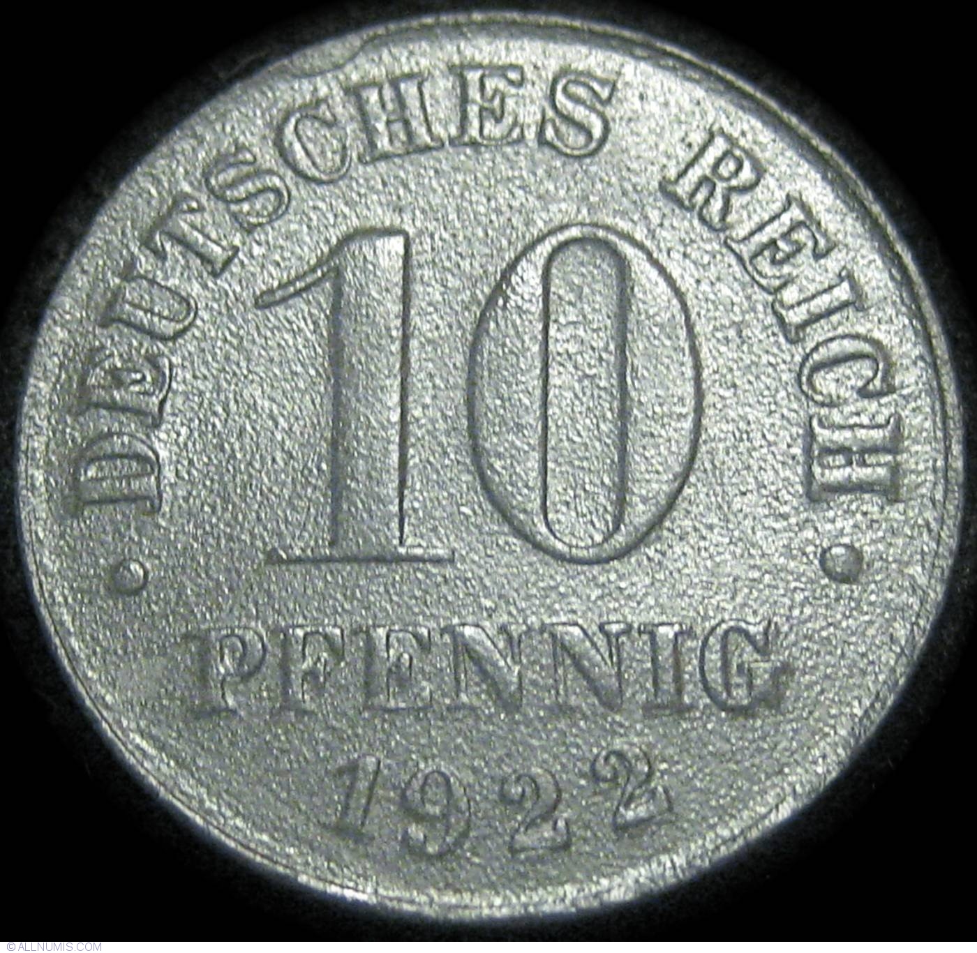 10 Pfennig 1922, Imperial Coinage (1919-1922) - Germany - Coin - 23214