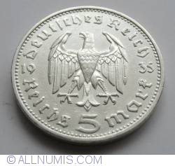 5 Reichsmark 1935 G - Paul von Hindenburg