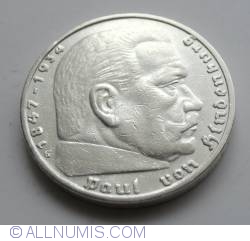 Image #2 of 5 Reichsmark 1935 G - Paul von Hindenburg