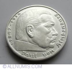 Image #2 of 5 Reichsmark 1936 J - Paul von Hindenburg