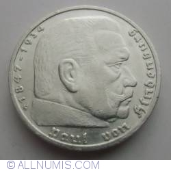5 Reichsmark 1937 G - Paul von Hindenburg