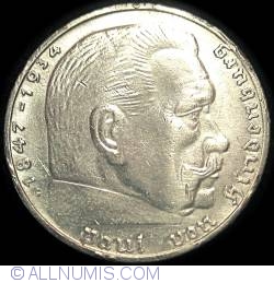 Image #2 of 2 Reichsmark 1937 G - Paul von Hindenburg