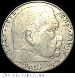 Image #2 of 2 Reichsmark 1938 J - Paul von Hindenburg