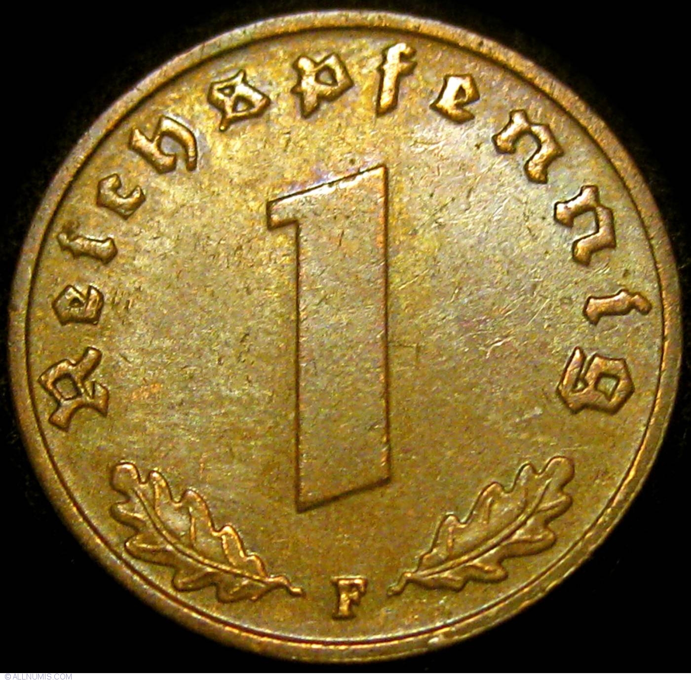 1 Reichspfennig 1940 F Third Reich 1933 1945 Germany Coin 23242