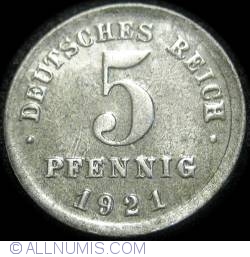 5 Pfennig 1921 F