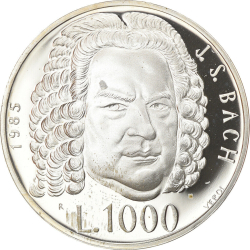 [PROOF] 1000 Lire 1985 R - Anul muzical european, Tercentenarul Bach