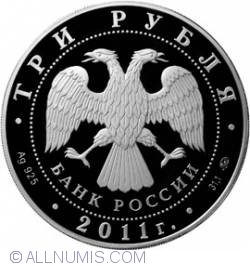 3 Roubles 2011 - The 225th Anniversary of the Founding the First Russian Insurance Institution