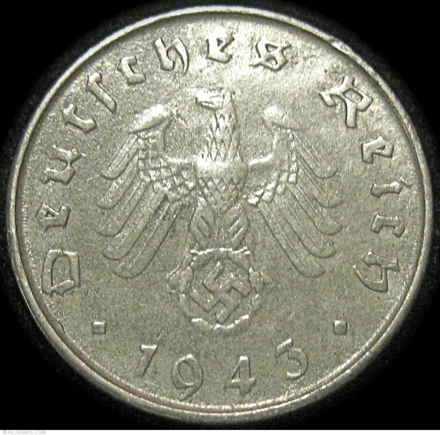 Деньги второй мировой войны. Немецкая монета 1940 10 рейхспфеннигов. 10 Рейхспфеннига 1941. 10 Рейхспфеннигов 1943. 1 Reichspfennig 1942.