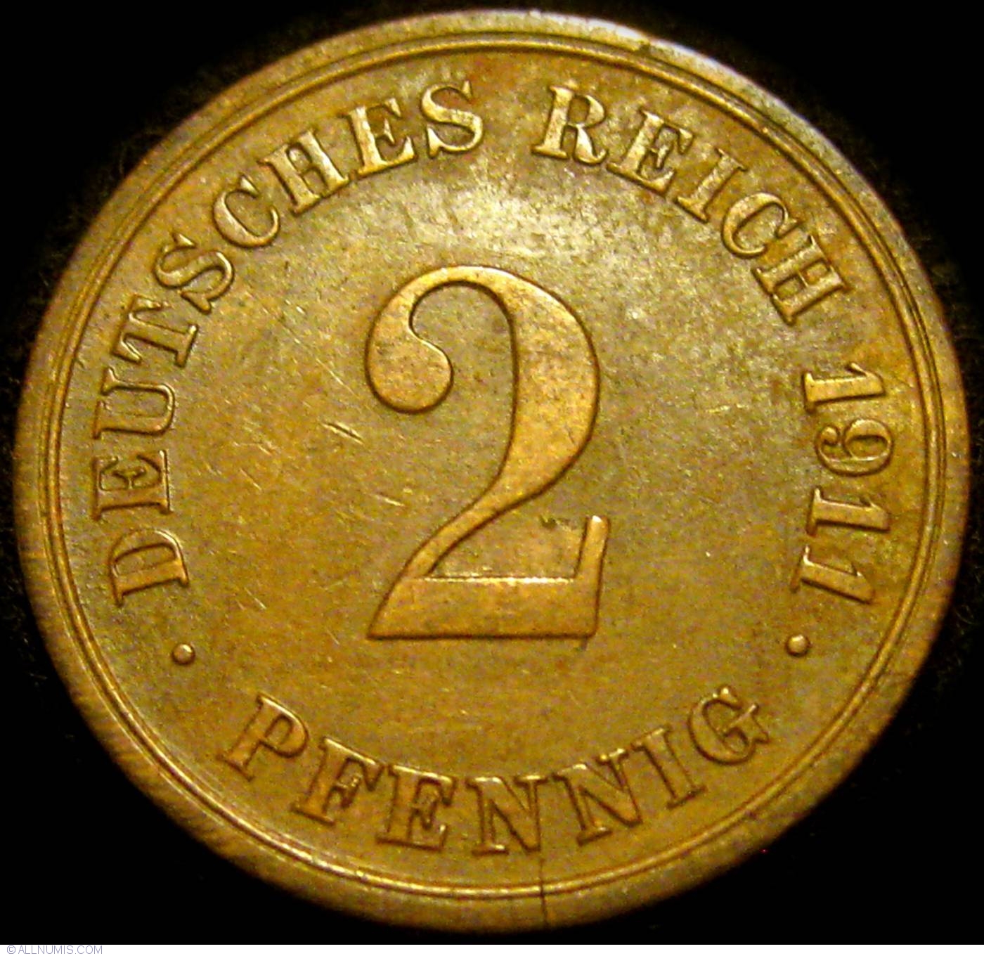2 Pfennig 1911 G, Wilhelm II (1888-1918) - Germany - Coin - 23421