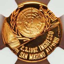 Image #1 of [PROOF] 2 Scudi 1992 R - Intrarea San Marino în Națiunile Unite