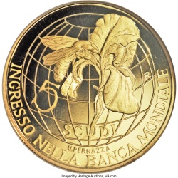 [PROOF] 5 Scudi 2001 R - Calitatea de membru al Băncii Mondiale din San Marino