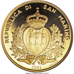 [PROOF] 5 Scudi 2001 R - Calitatea de membru al Băncii Mondiale din San Marino