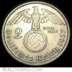 Image #1 of 2 Reichsmark 1937 F - Paul von Hindenburg