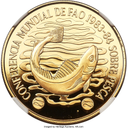 Image #2 of [PROOF] 20 Nuevos Pesos 1984 - Conferința mondială a pescuitului