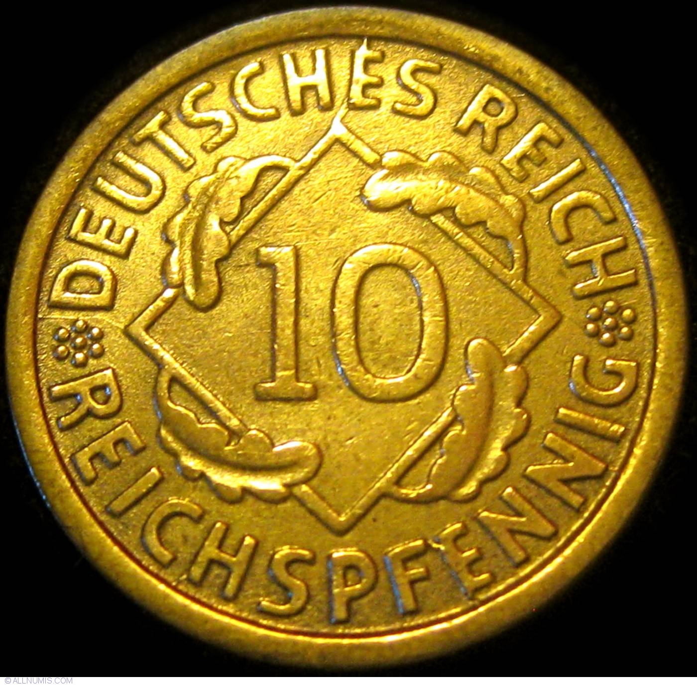 10 Reichspfennig 1925 J, Weimar Republic (1919-1932) - Germany - Coin