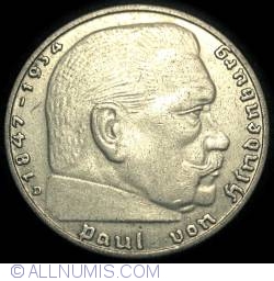 Image #2 of 2 Reichsmark 1938 D - Paul von Hindenburg