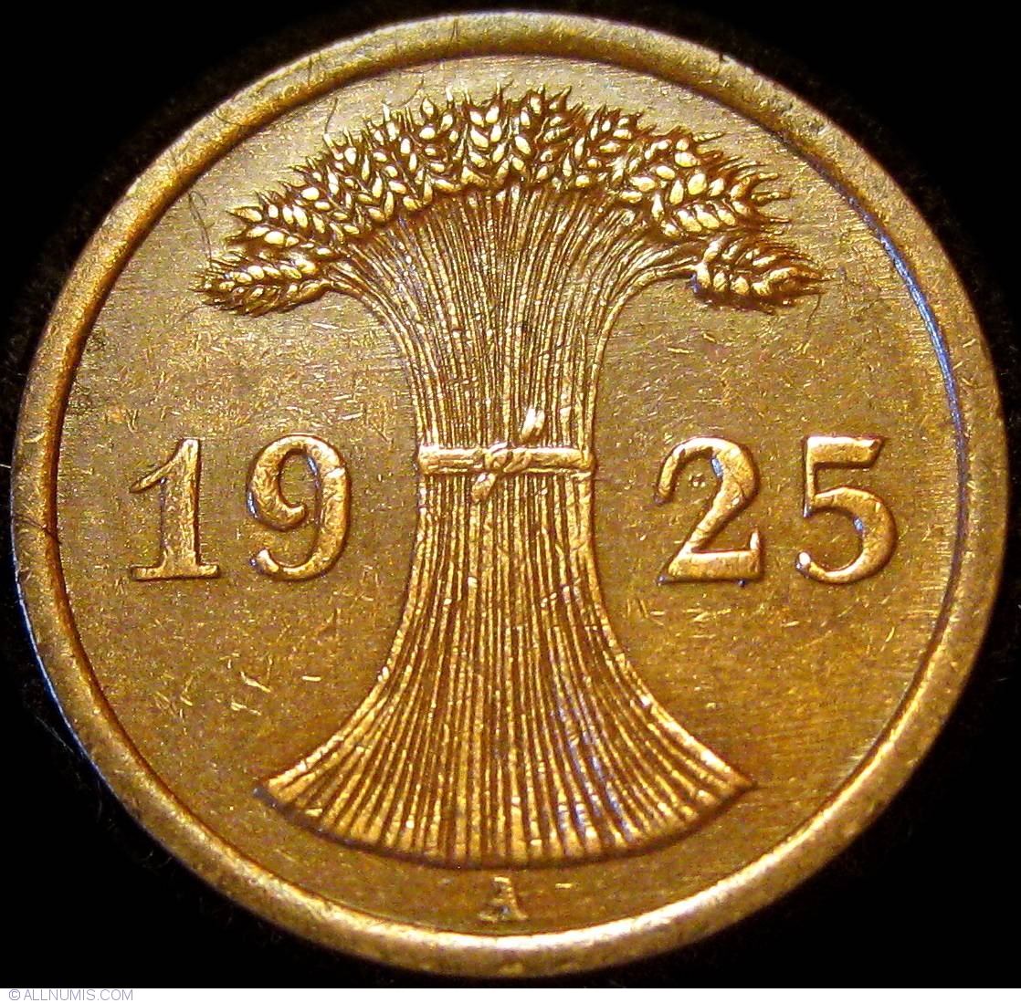 2 Reichspfennig 1925 A, Weimar Republic (1919-1932) - Germany - Coin