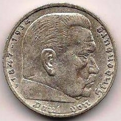 Image #2 of 5 Reichsmark 1935 F - Paul von Hindenburg