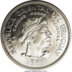 Image #2 of [PROOF] 10 Pesos 1961 - Sesquicentennial of Revolution Against Spain