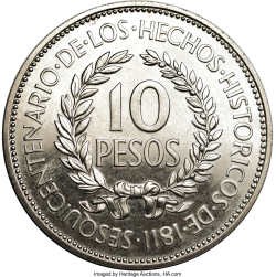 Image #1 of [PROOF] 10 Pesos 1961 - sesquicentenar al revoluției împotriva Spaniei