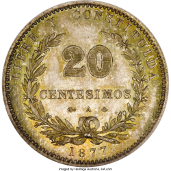 Image #1 of [PROOF]  20 Centesimos 1877 A