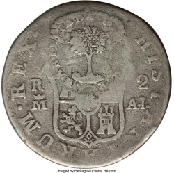 Image #2 of [Countermark] 2 Reales ND (1845) 1772