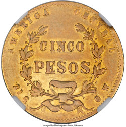 5 Pesos 1870 GW