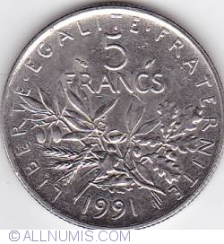 Image #1 of 5 Francs 1991