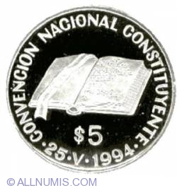 5 Pesos 1994 - National Constitution Convention