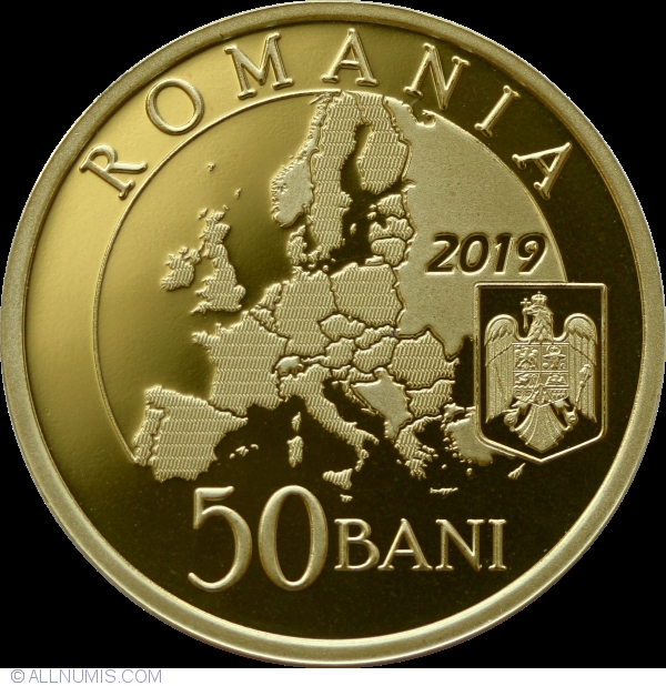 Romanian Coin 50 Bani, Queen Maria, King Ferdinand I, Romania, 2019