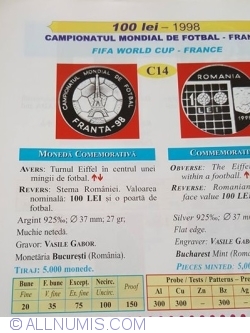 100 Lei 1998 - Football world cup - France