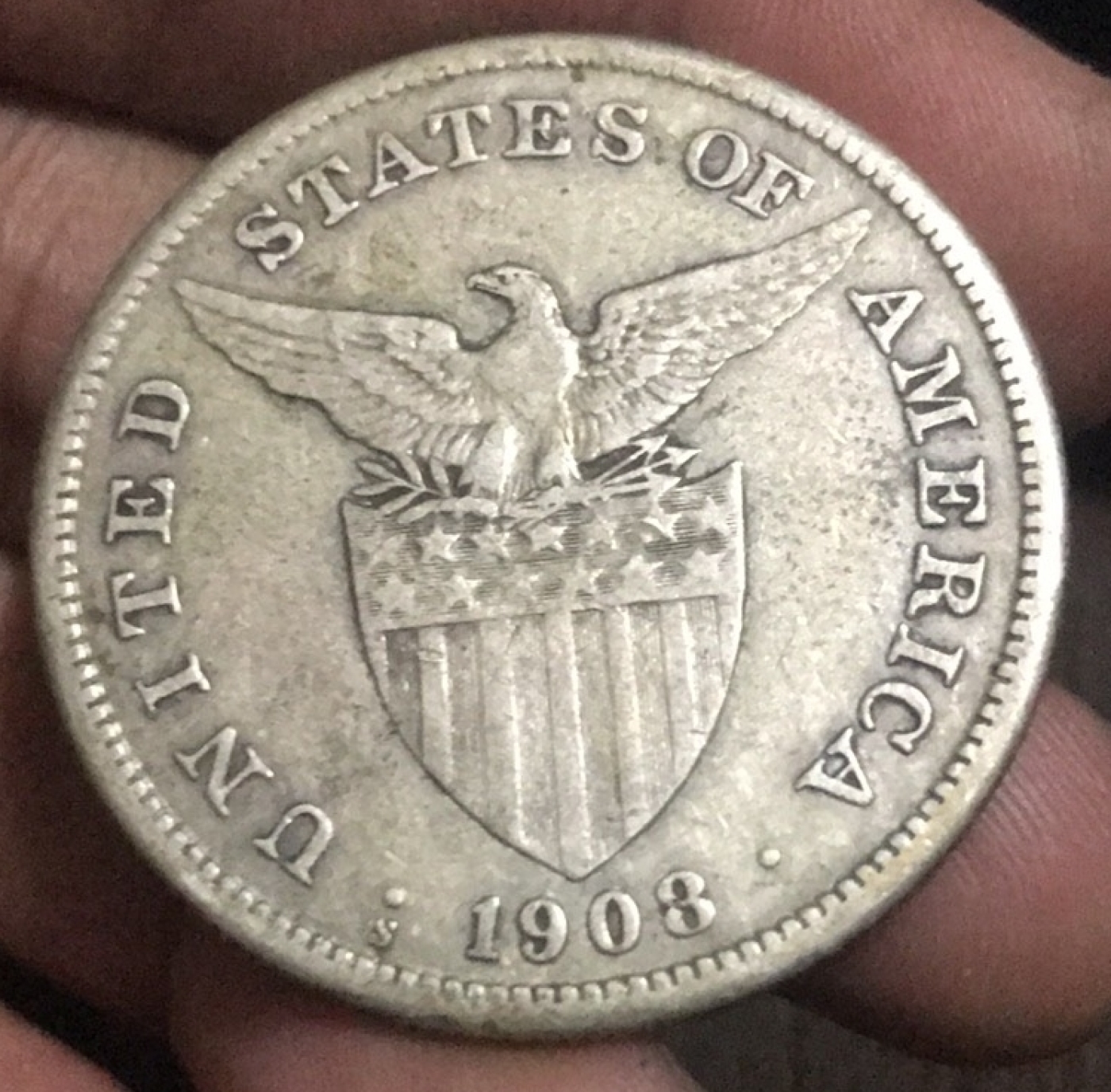 1 Peso 1908 S U S Territory 1901 1935 Philippines Coin 15347