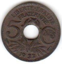Image #1 of 5 Centimes 1933