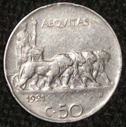 Image #1 of 50 Centesimi 1921 - muchie netedă