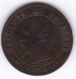Image #2 of 2 Centimes 1856 MA