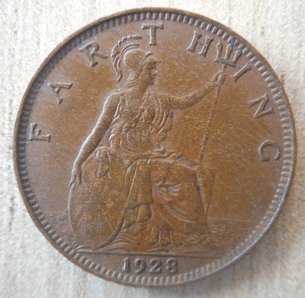 1928 Farthing Coin Great Britain George V