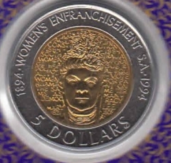 Image #1 of 5 Dolari 1994 - Aniversarea de 100 ani a recunoasterii votului femeii in Australia Sudica
