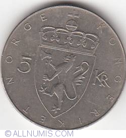 5 Kroner 1975 - 100 de ani de la introducerea Monedei Krone