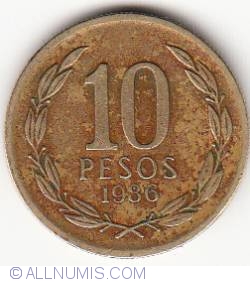 Image #1 of 10 Pesos 1986 (wide date)