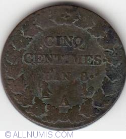 Image #1 of 5 Centimes 1799 - 1800 (L'AN 8) A