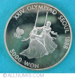 5000 Won 1987 - Olympic Games 1988 in Seoul - Girls on swing contest