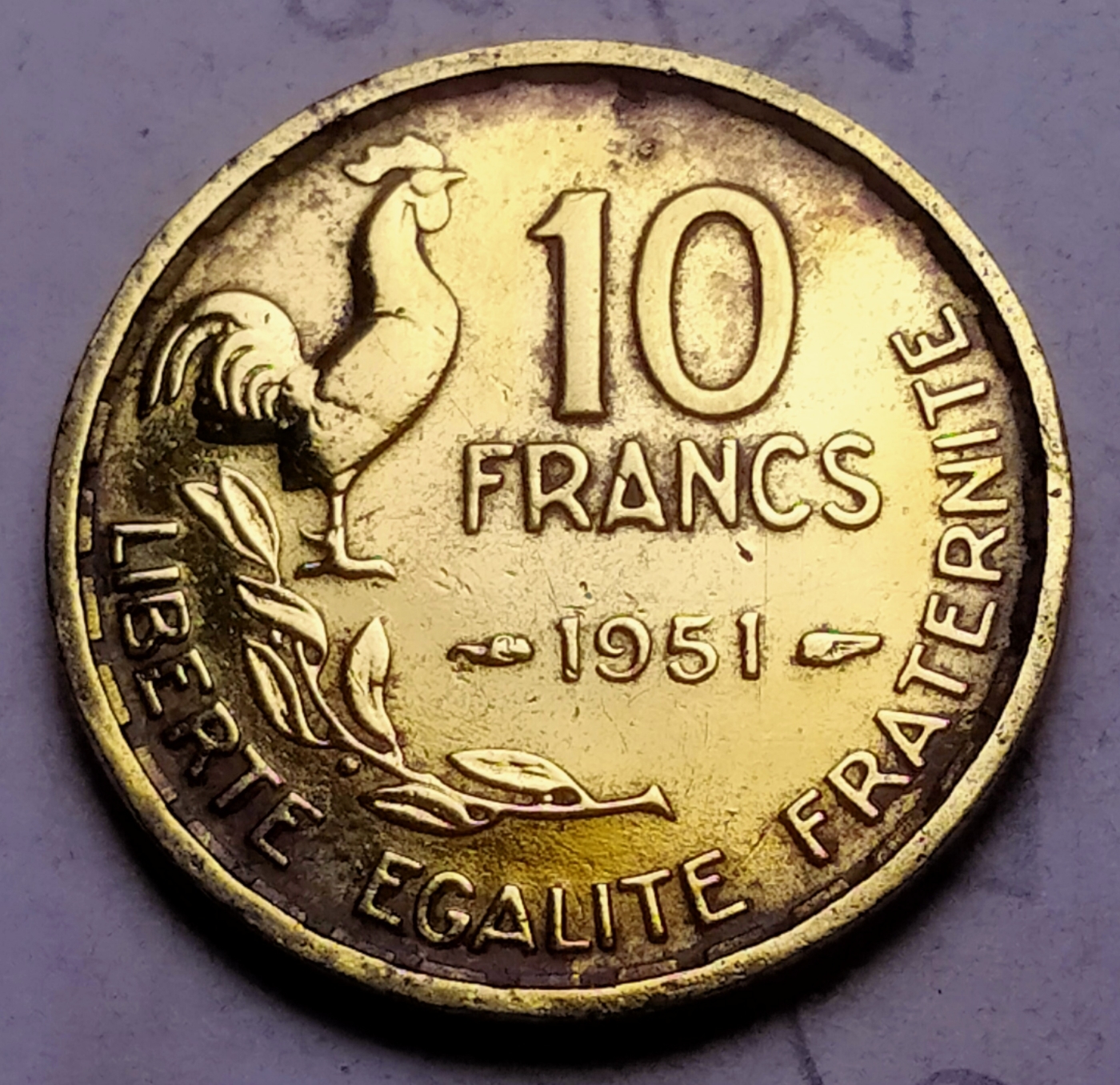 10 Franci 1951, A patra Republica (19461958)  Franța  Monedă  17409