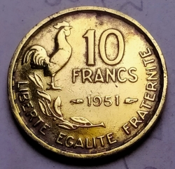 10 Franci 1951