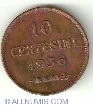 Image #2 of 10 Centesimi 1936 R
