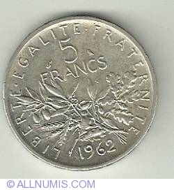 Image #2 of 5 Francs 1962